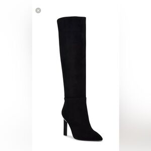 Nine West new black suede eardy heeled boots 8.5